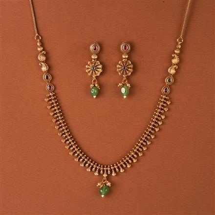 Antique South Indian Necklace Set With Matte Gold Plating