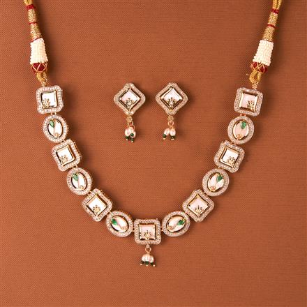 Antique Mother Of Pearl Necklace Set With Gold Plating