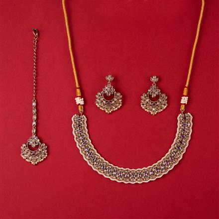Antique Pearl Necklace With Mehndi Plating