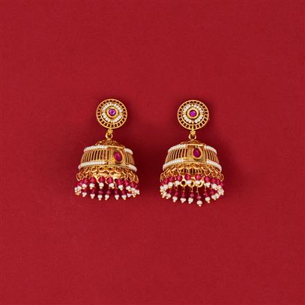 Antique Pearl Jhumki With Matte Gold Plating