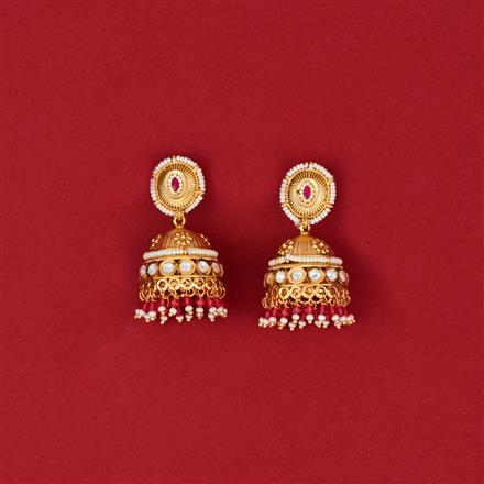 Antique Pearl Jhumki With Matte Gold Plating