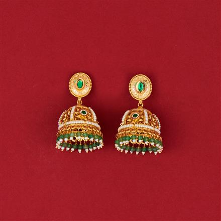 Antique Meenakari Jhumki With Matte Gold Plating