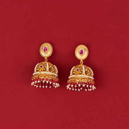 Antique Meenakari Jhumki With Matte Gold Plating