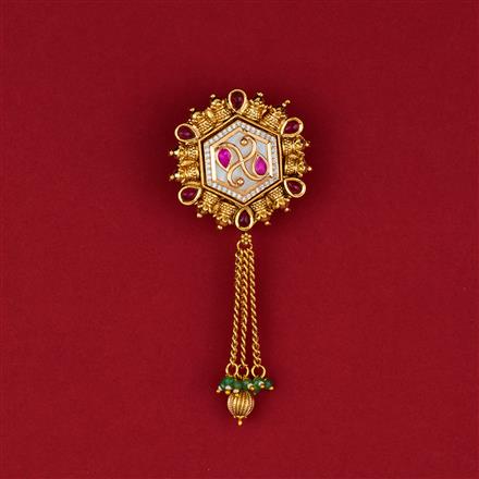 Antique Mother Of Pearl Brooch With Matte Gold Plating