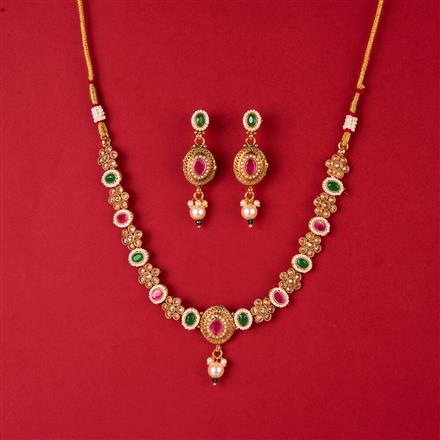 Antique Moti Necklace With Gold Plating