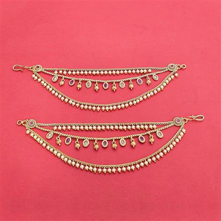Antique Moti Ear Chain With Gold Plating