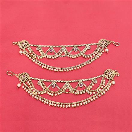 Antique Pearl Ear Chain With Gold Plating