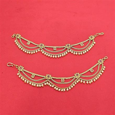 Antique Moti Ear Chain With Gold Plating