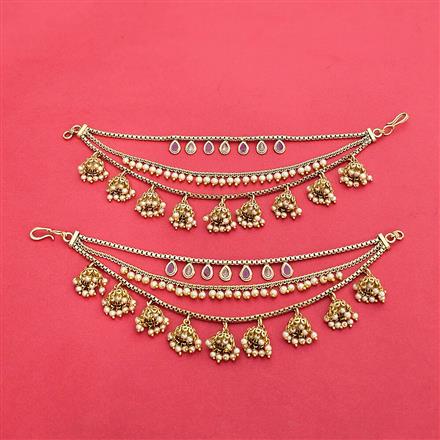 Antique Moti Ear Chain With Gold Plating