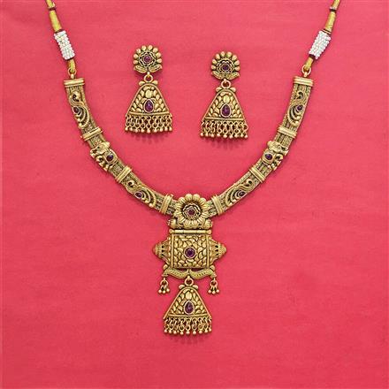 Antique Classic Necklace With Matte Gold Plating