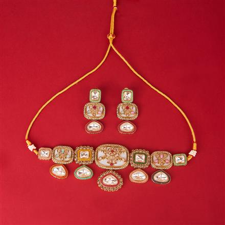 Antique Choker Necklace With Mehndi Plating