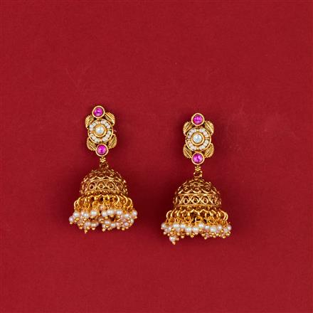 Antique Pearl Jhumki With Gold Plating