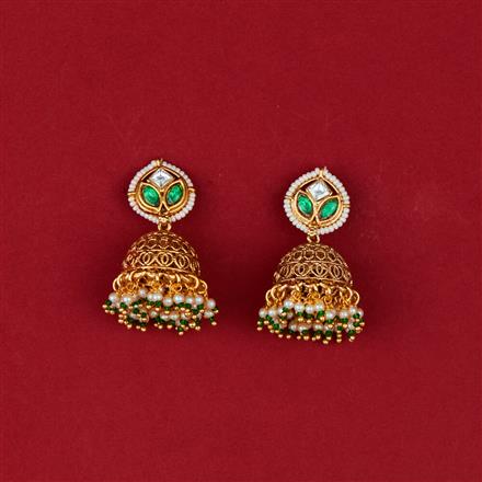 Antique Moti Jhumki With Gold Plating