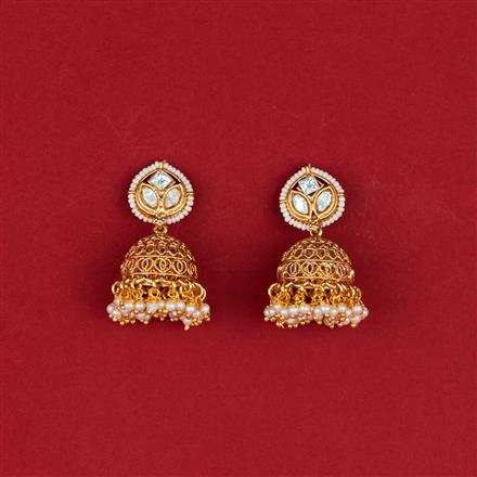 Antique Moti Jhumki With Gold Plating