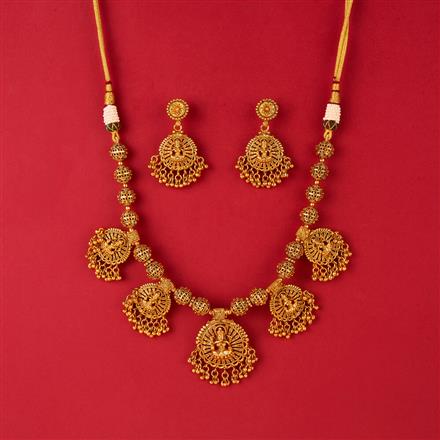 Antique Plain Matte Gold Necklace With Matte Gold Plating