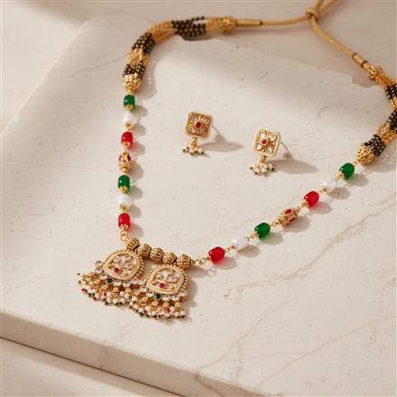 Antique Classic Mangalsutra With Matte Gold Plating
