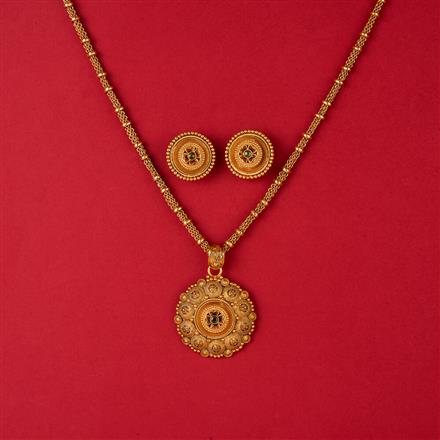 Antique Classic Pendant Set With Matte Gold Plating