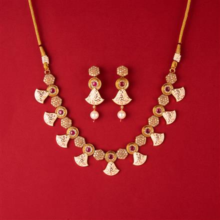 Antique Meenakari Necklace Set With Gold Plating