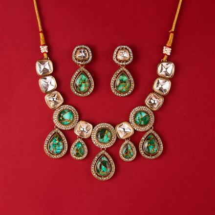Antique Classic Necklace Set With Mehndi Plating