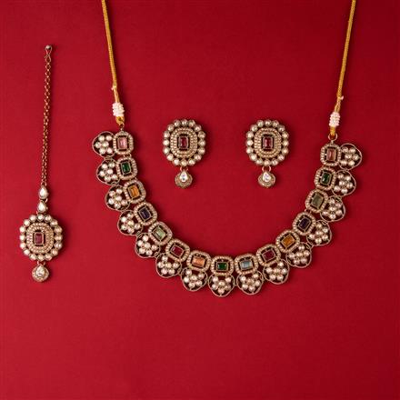 Antique Classic Necklace Set With Mehndi Plating
