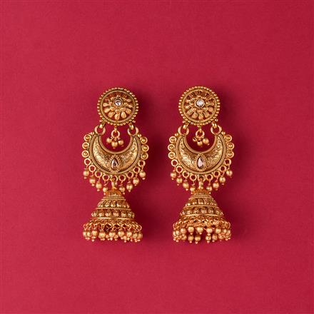 Antique Long Earring With Matte Gold Plating