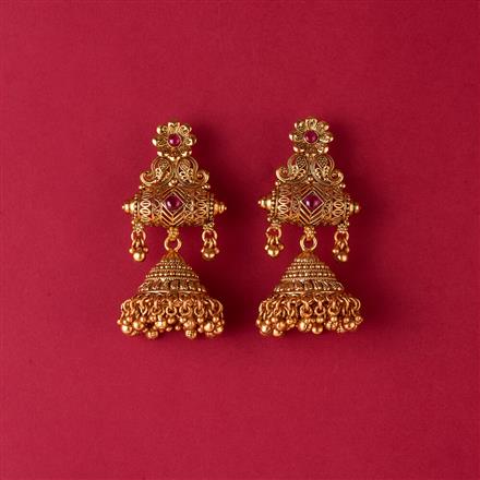 Antique Jhumki With Matte Gold Plating