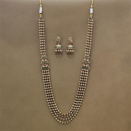 Antique Peacock Necklace With Matte Gold Plating