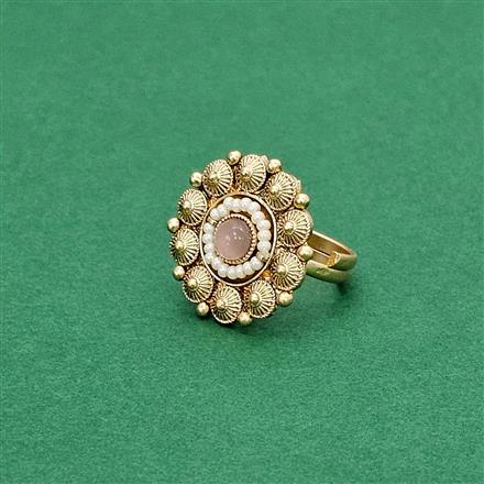 Antique Adjustable Ring With Matte Gold Plating