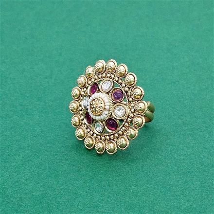 Antique Adjustable Ring With Matte Gold Plating