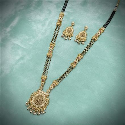 Antique Meenakari Mangalsutra With Matte Gold Plating