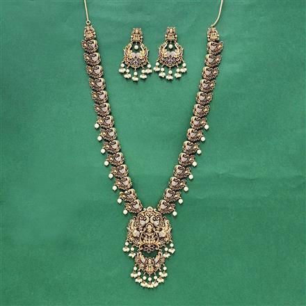 Antique South Indian Necklace With Matte Gold Plating