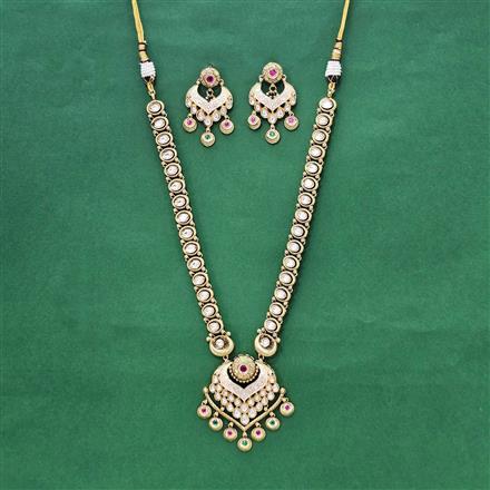 Antique Meenakari Necklace With Matte Gold Plating