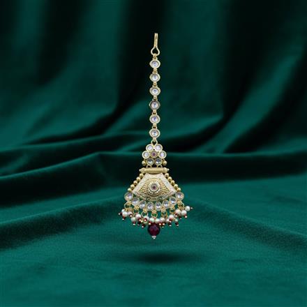 Antique Meenakari Tikka With Matte Gold Plating