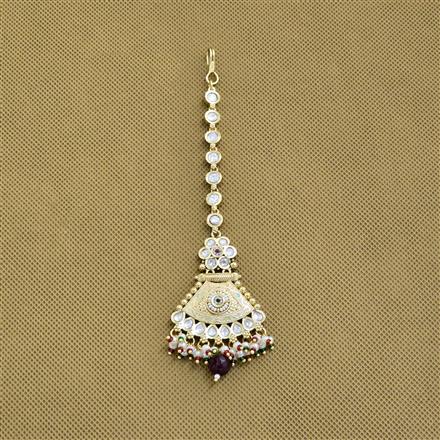 Antique Meenakari Tikka With Matte Gold Plating