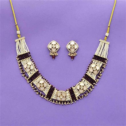 Antique Mother Of Pearl Necklace With Gold Plating