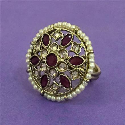 Antique Adjustable Ring With Mehndi Plating