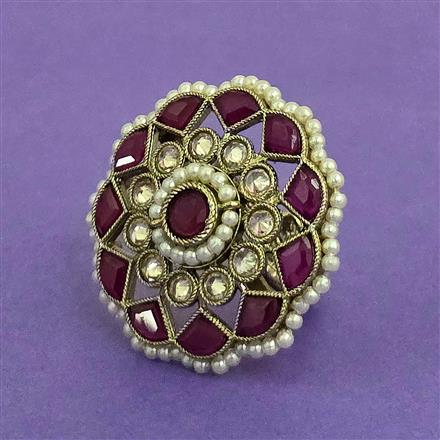 Antique Adjustable Ring With Mehndi Plating
