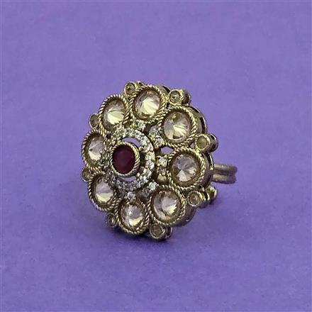Antique Adjustable Ring With Mehndi Plating