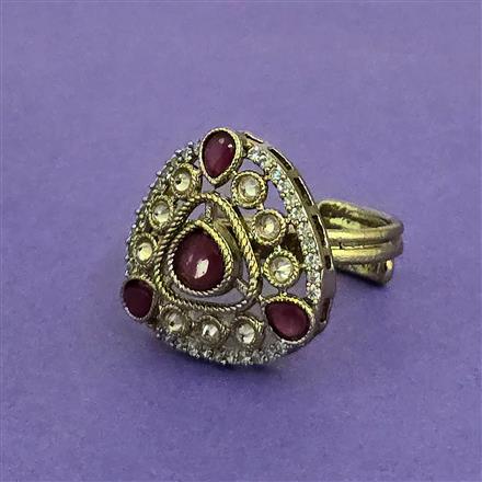Antique Adjustable Ring With Mehndi Plating