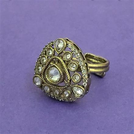 Antique Adjustable Ring With Mehndi Plating