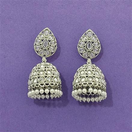 Antique Jhumki With Rhodium Plating