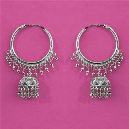 Antique Bali Jhumki With Rhodium Plating