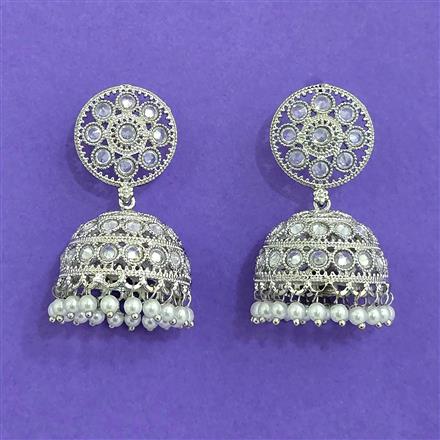 Antique Jhumki With Rhodium Plating