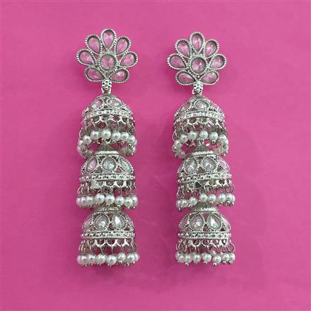 Antique Jhumki With Rhodium Plating