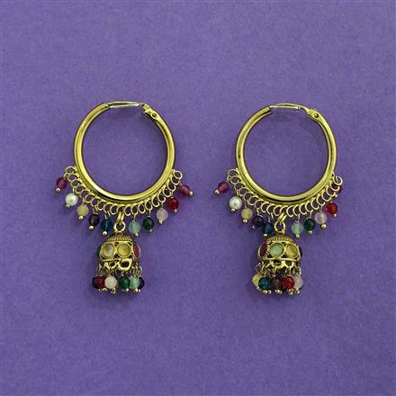 Antique Jhumki With Mehndi Plating