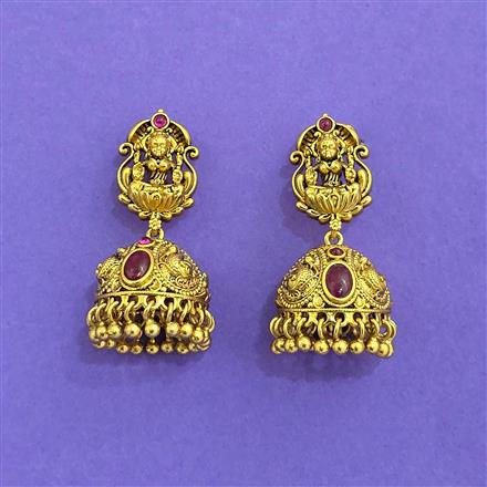 Antique South Indian Earring With Matte Gold Plating
