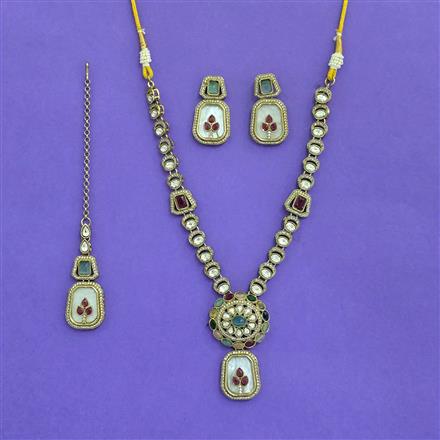 Antique Classic Necklace Set With Mehndi Plating