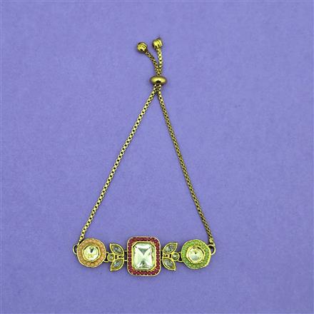 Antique Adjustable Bracelet With Mehndi Plating