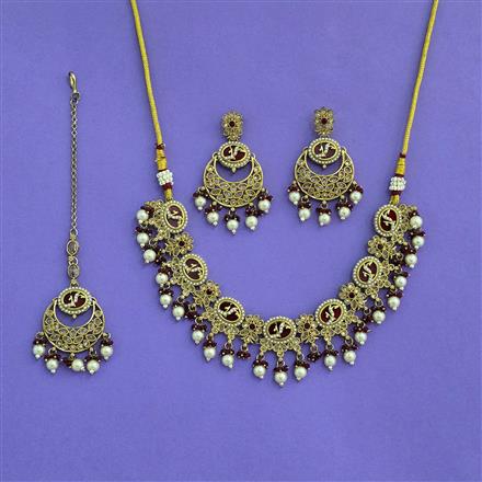 Antique Classic Necklace With Mehndi Plating
