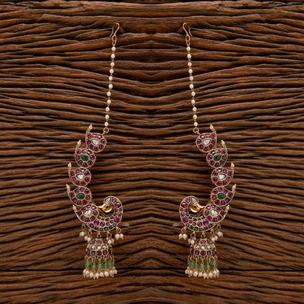Antique Long Earring With Matte Gold Plating